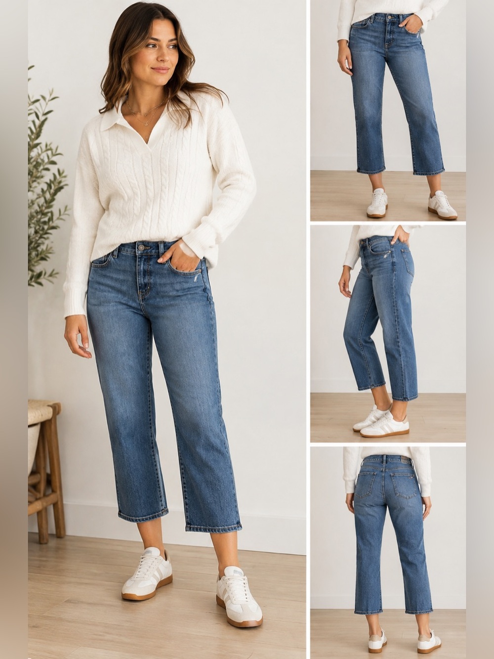 Tommy Hilfiger Straight Leg Crop Jeans Size 10 Medium Wash Preppy Americana Y2K